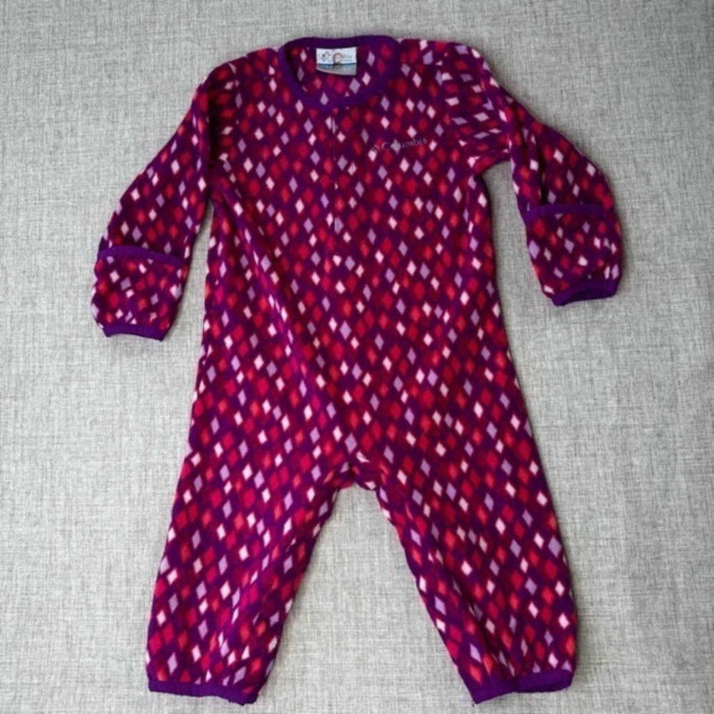 Columbia full body Fleece bodysuit Size 6-12 Months girl foldover cuffs
